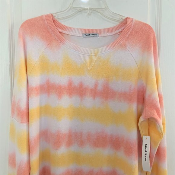 Theo & Spence Nordstrom Plush Soft Pullover Top Creamsicle Stripe Size XL NEW - Picture 6 of 9